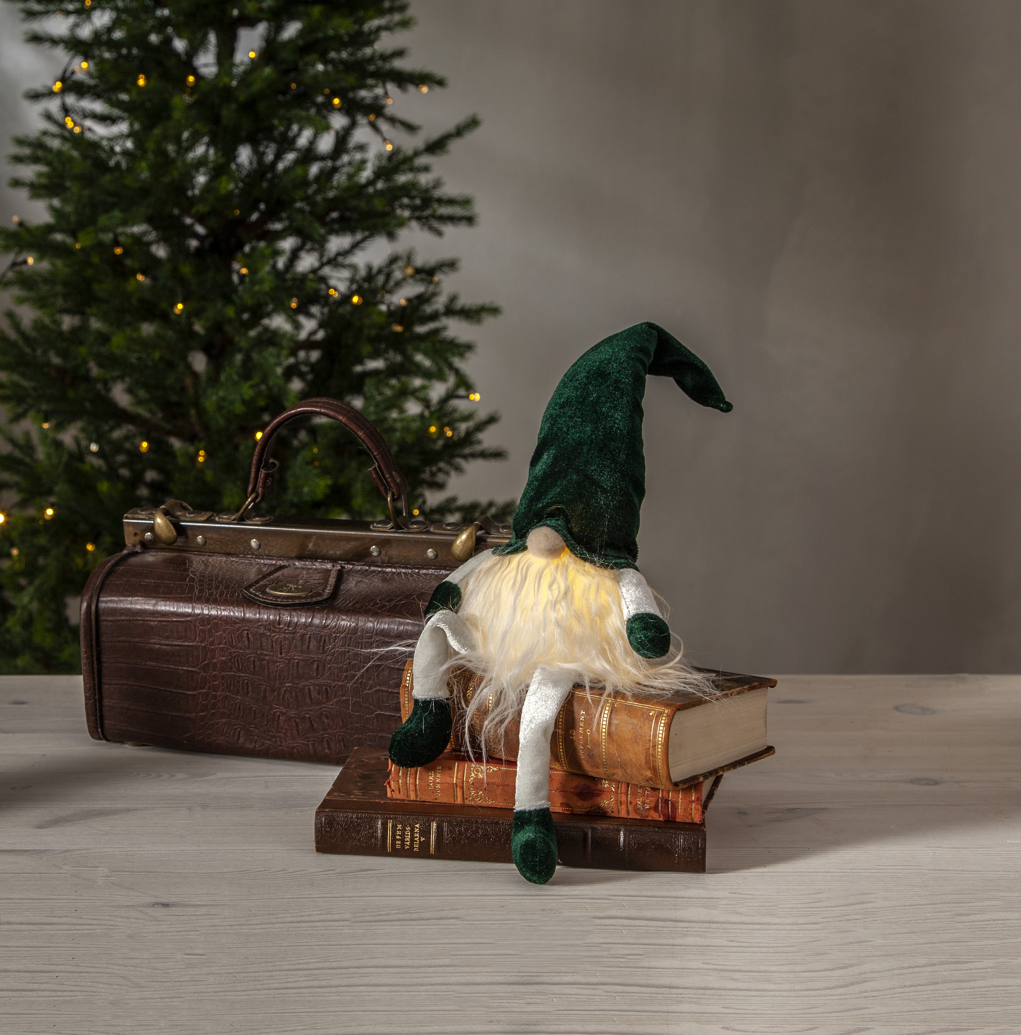Decorative figure - Santa Claus with lighting - Green - 4