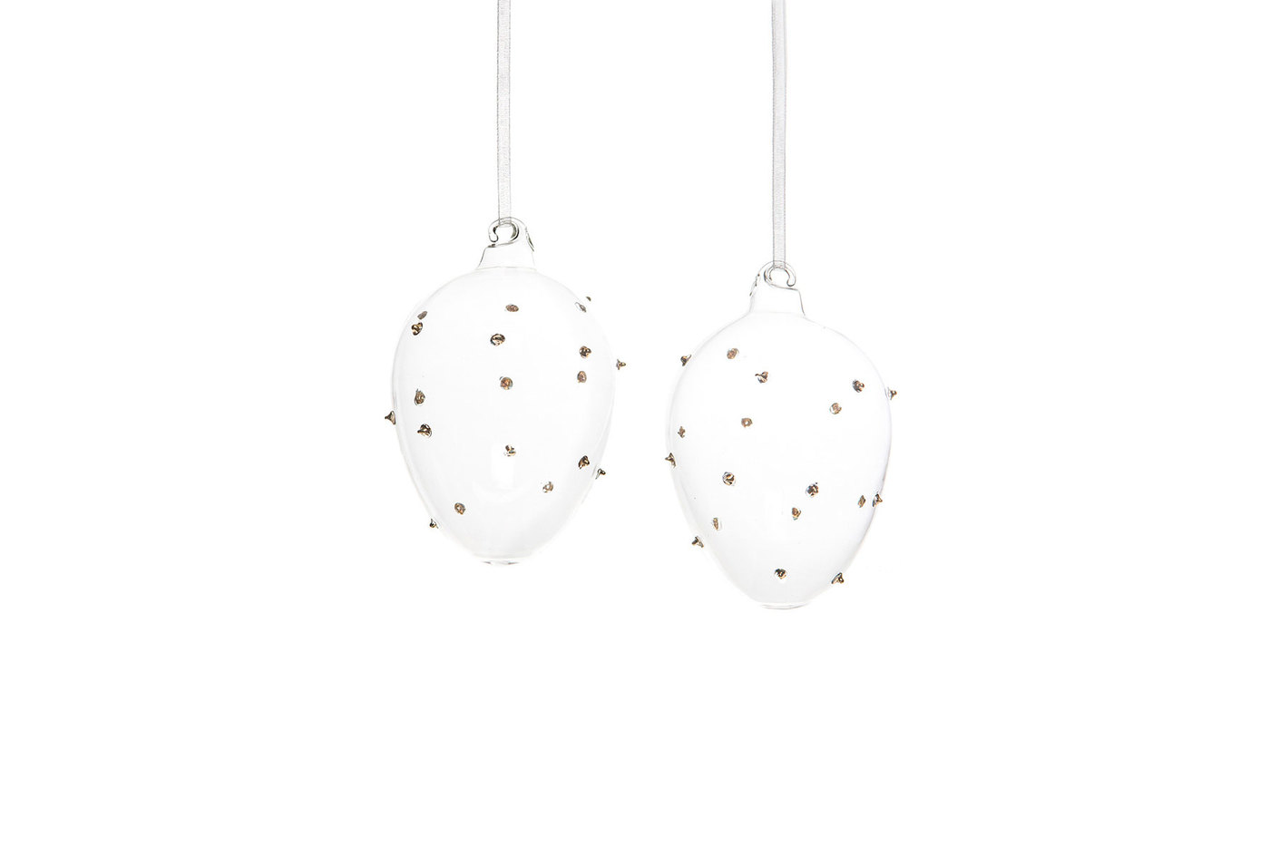 Clear glass egg with dots - 6x8 cm - 1 piece - 3