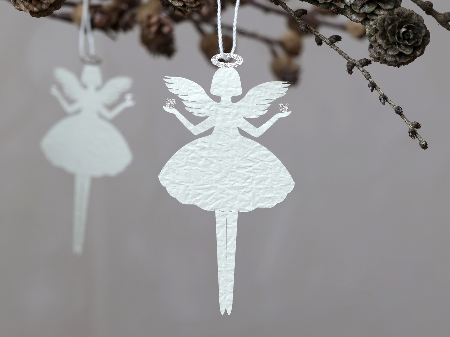 Ängel i papper med glitter - 6-pack - 3