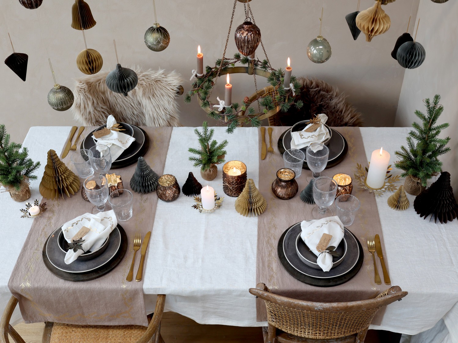 Julgran i papper - 15 cm - Guld - 2