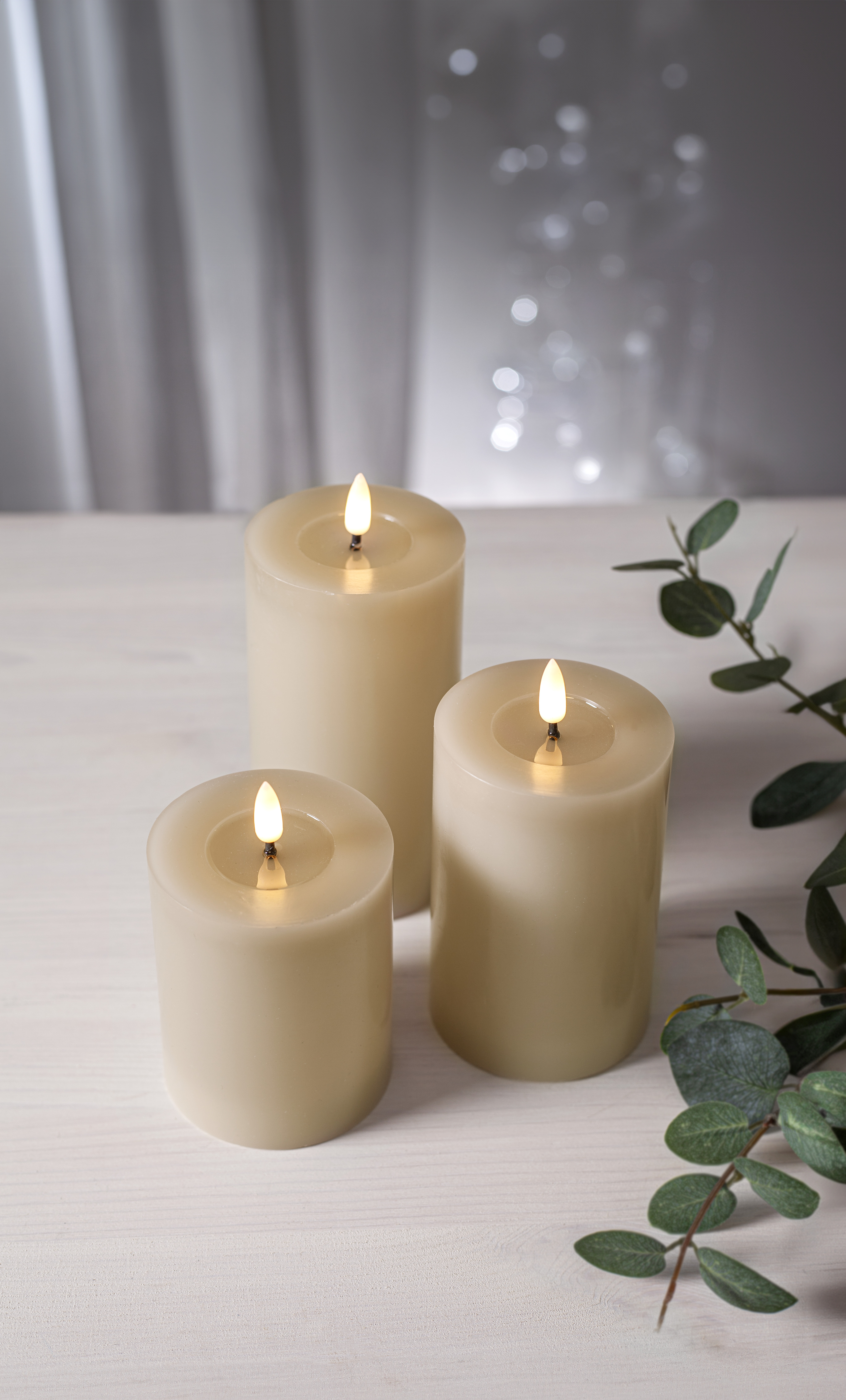 Batteriljus med timer  - Led - Flow - Beige - 12,5 cm - 4