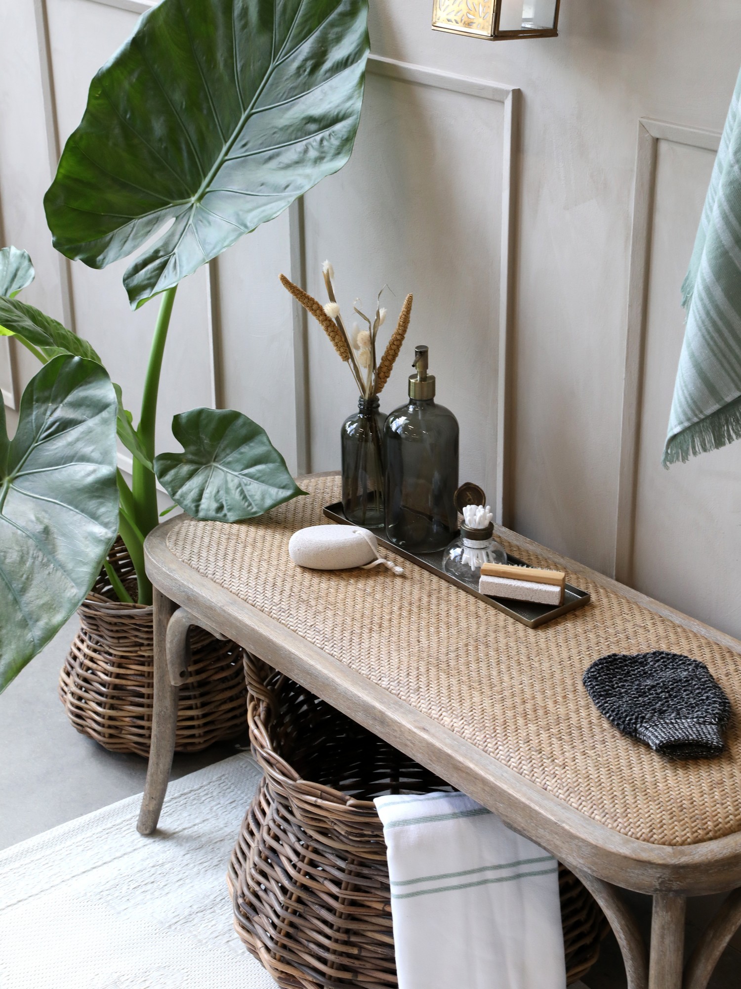French bench in rattan - 100 cm - 2