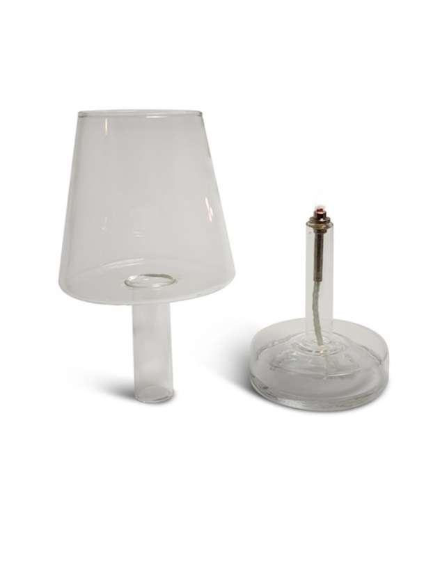Oil lamp - Lamp - Glass - Silver - 22x10 cm - 4