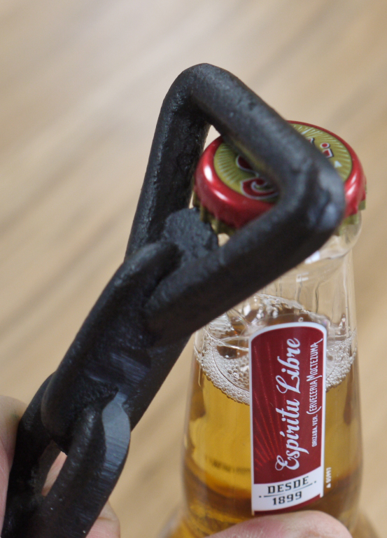 Flasköppnare - Gjutjärn - Kedja - Industri - 14 cm - 3