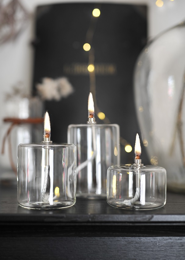 Oil lamp glass - Straight - Silver - 5.5 cm - 5