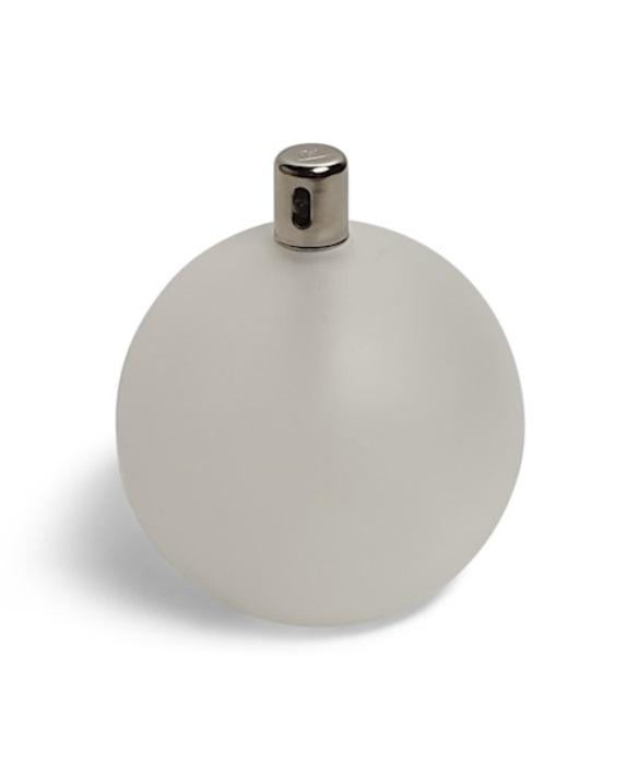 Oil lamp glass - round - White/Frosted - Silver - 11 cm - 11