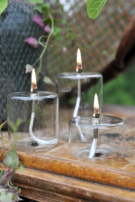 Oil lamp glass - Straight - Silver - 8.5 cm - 4