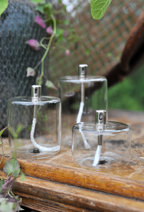 Oljelampa glas - Rak - Silver - 11,5 cm - 5
