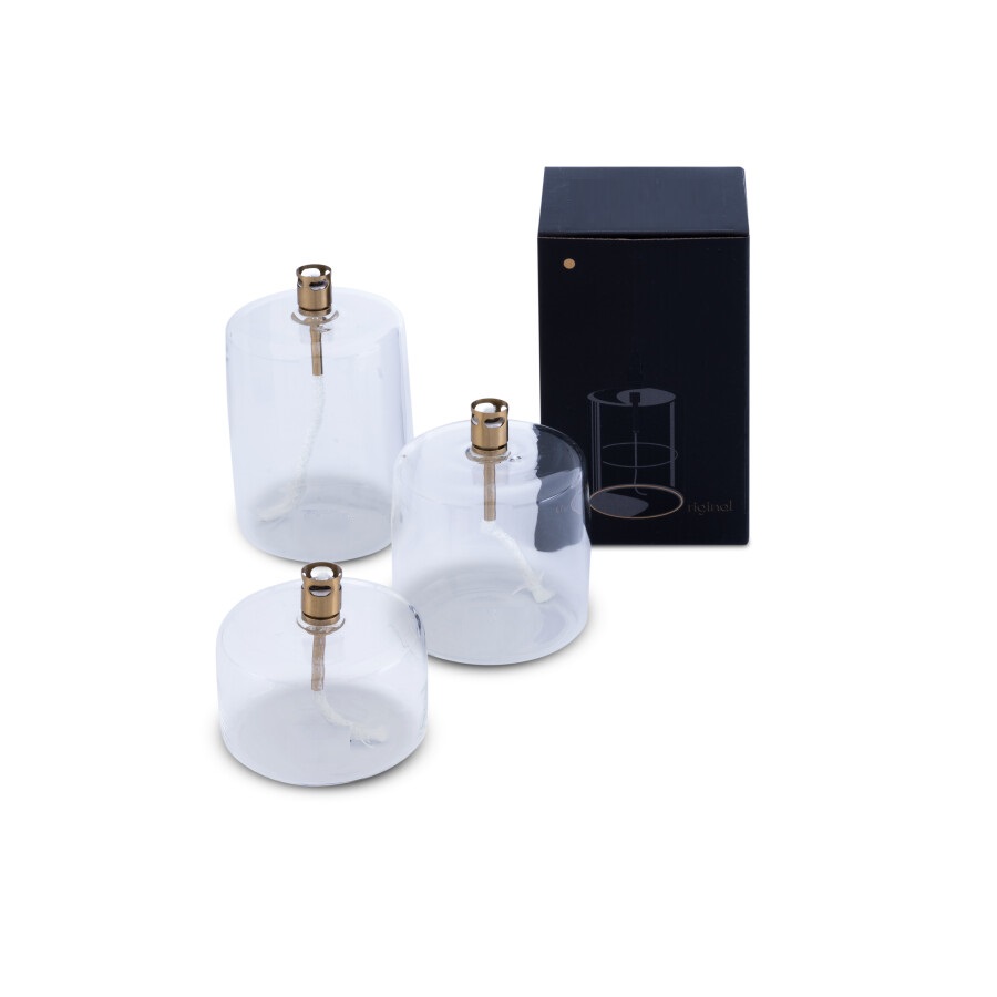 Oljelampa glas - Rak - Silver - 11,5 cm - 2