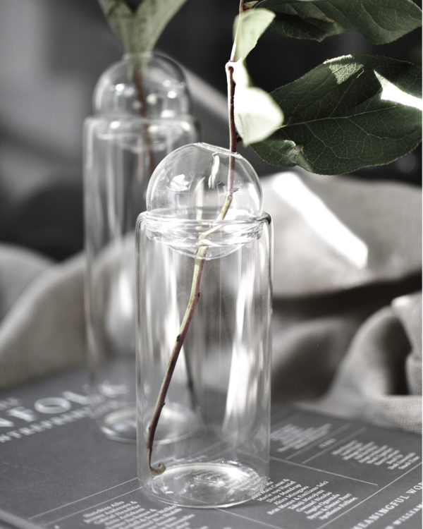 Glasvas med glaskula - 16 cm - 2