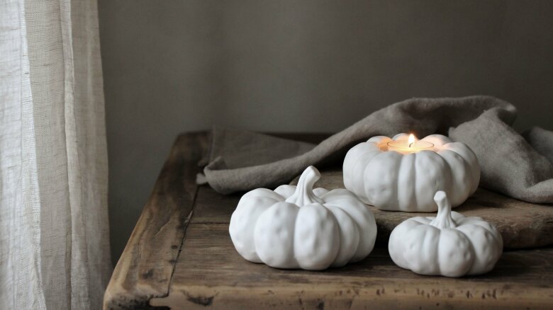 Pumpkin - Large - White - Ceramic - 4