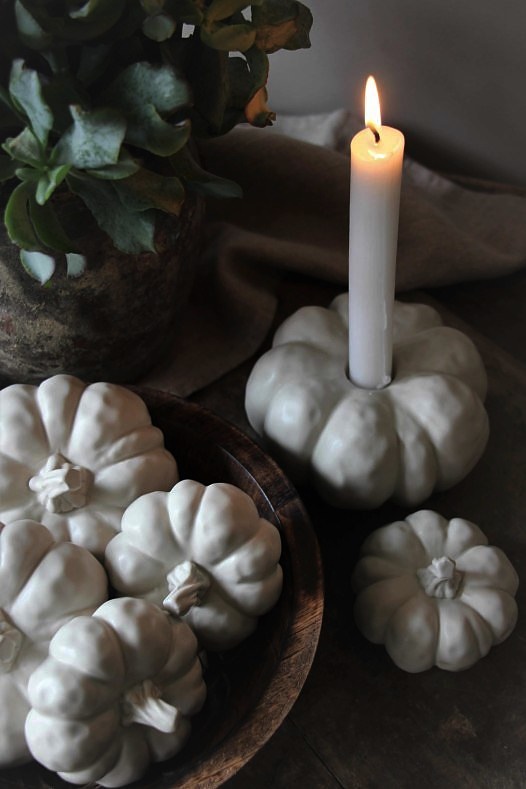 Pumpkin - Large - White - Ceramic - 8