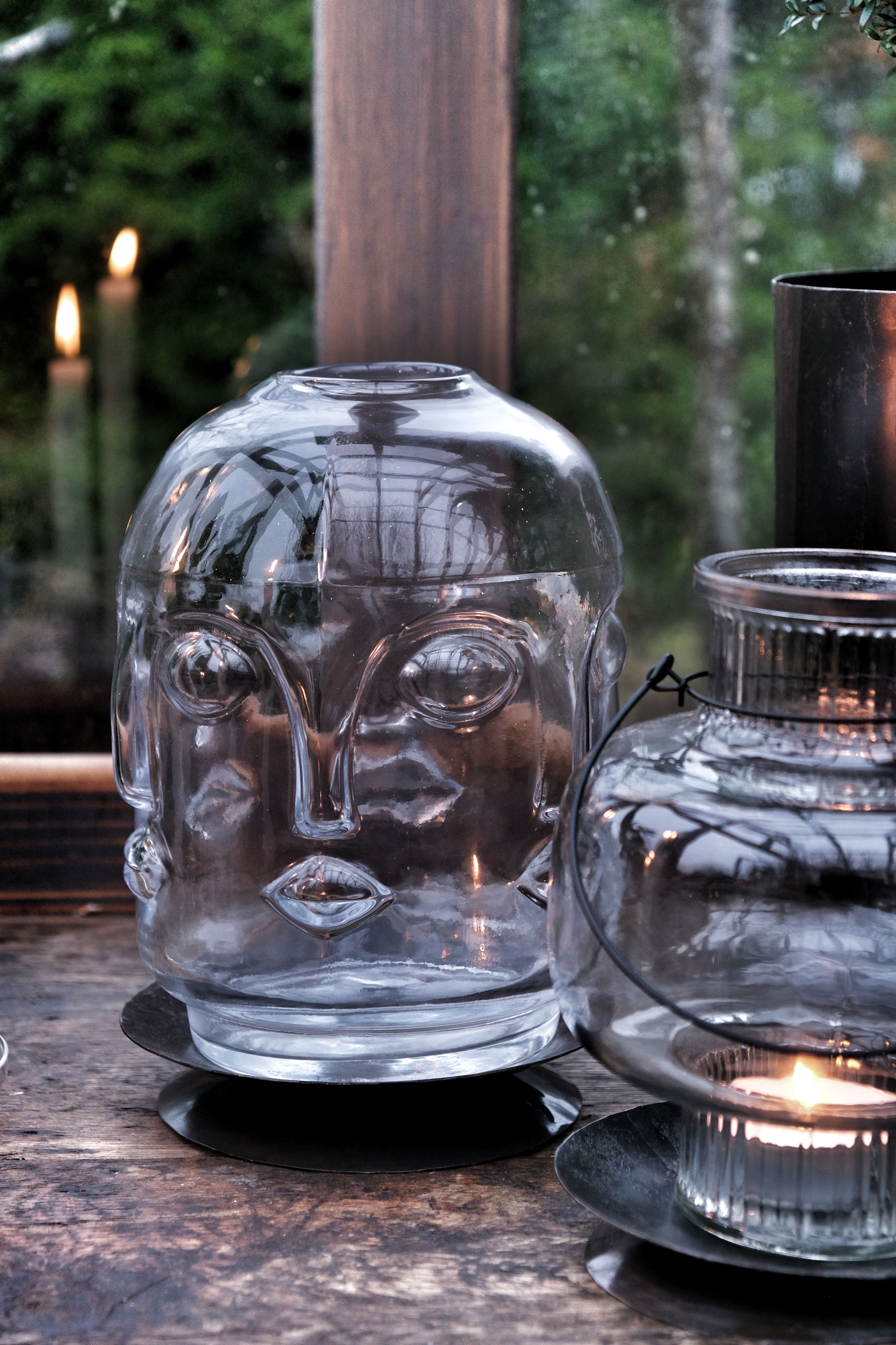 Glass vase - Vase - Head - 23 cm