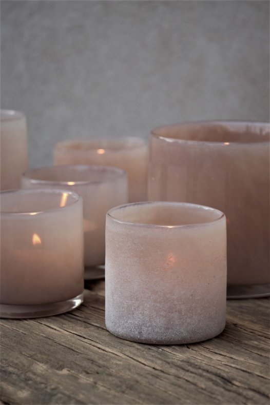Lantern - Candlestick - Frost - Sand - 12x12 cm - 4