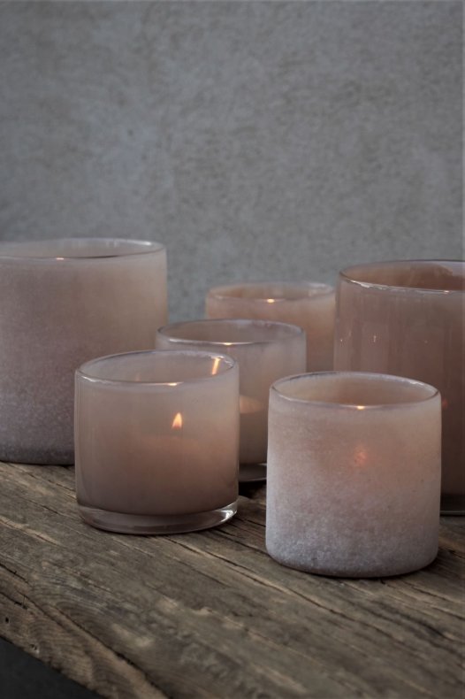Lantern - Candlestick - Frost - Sand - 12x12 cm - 3