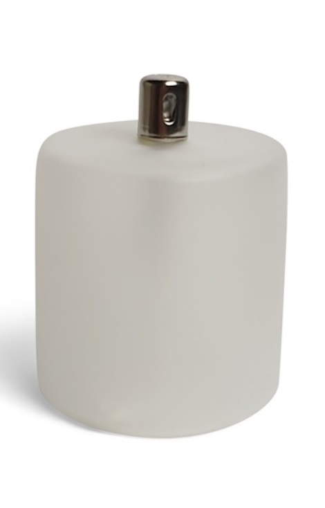 Oil lamp glass - White/Frosted straight - Silver - 8.5 cm
