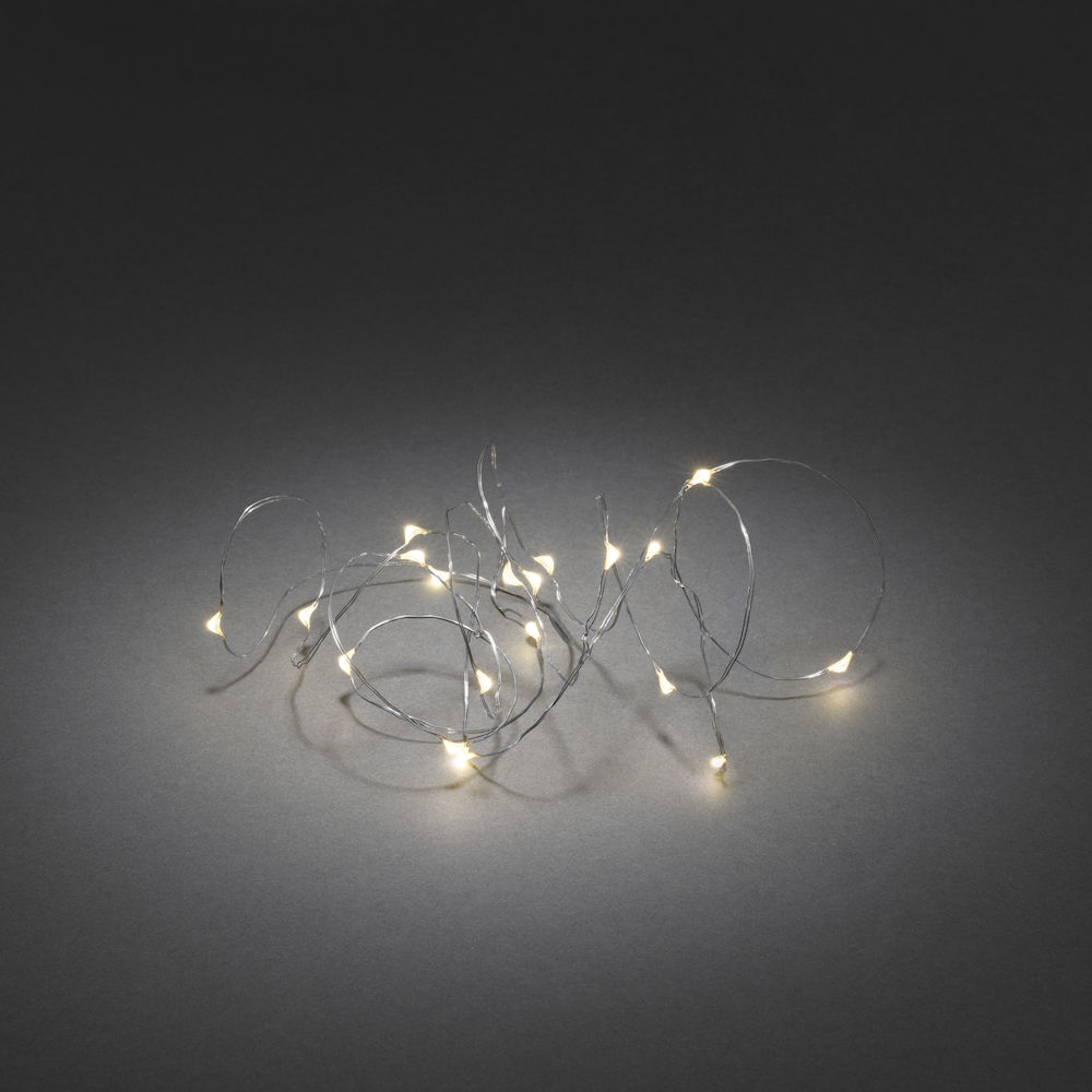 Ljusslinga Dew Drop - Silver - 20 varmvita ledlampor - Timer - 3