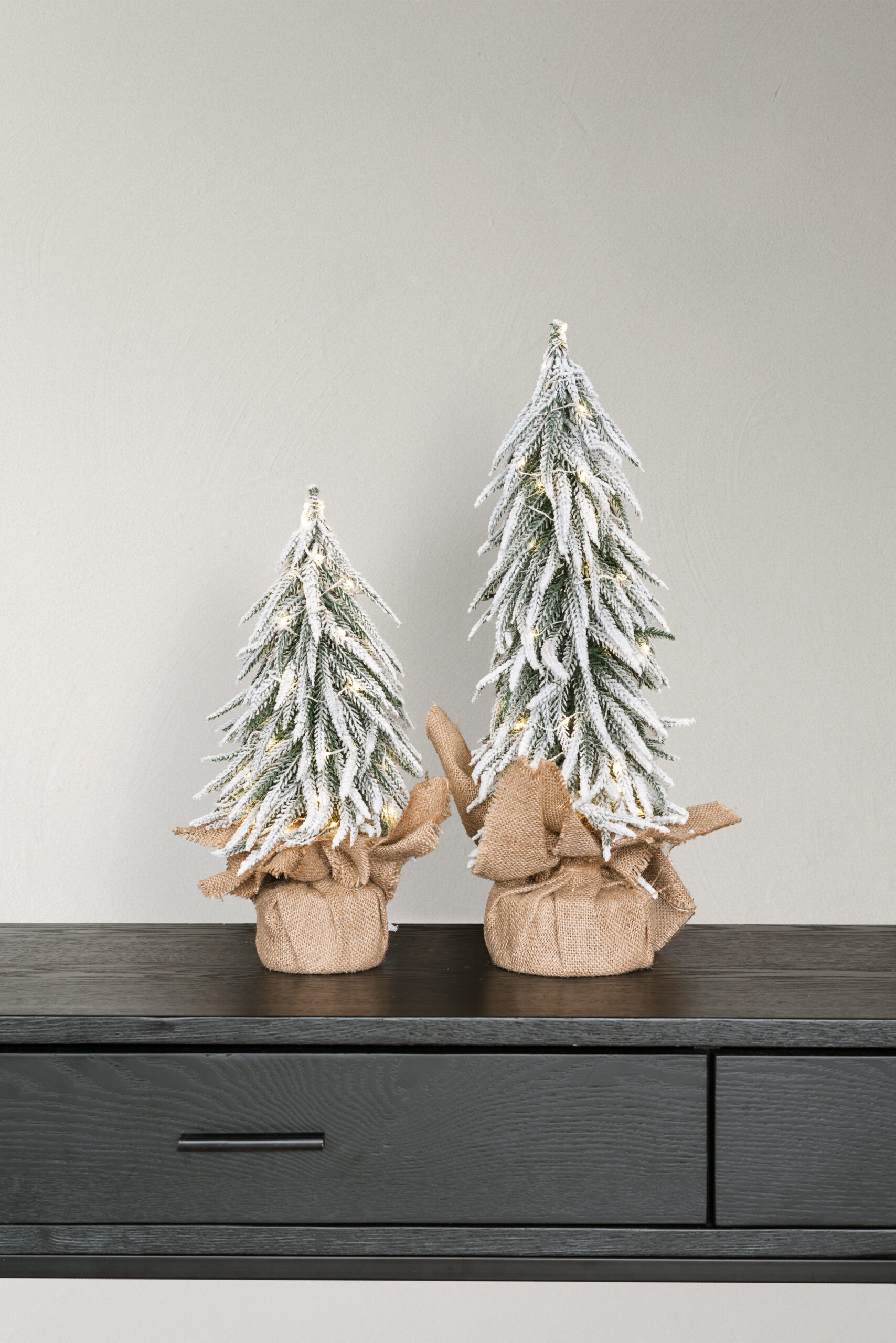 Julgran - Gran - Bordsgran med ljusslinga & jutefot - 45 cm - 3