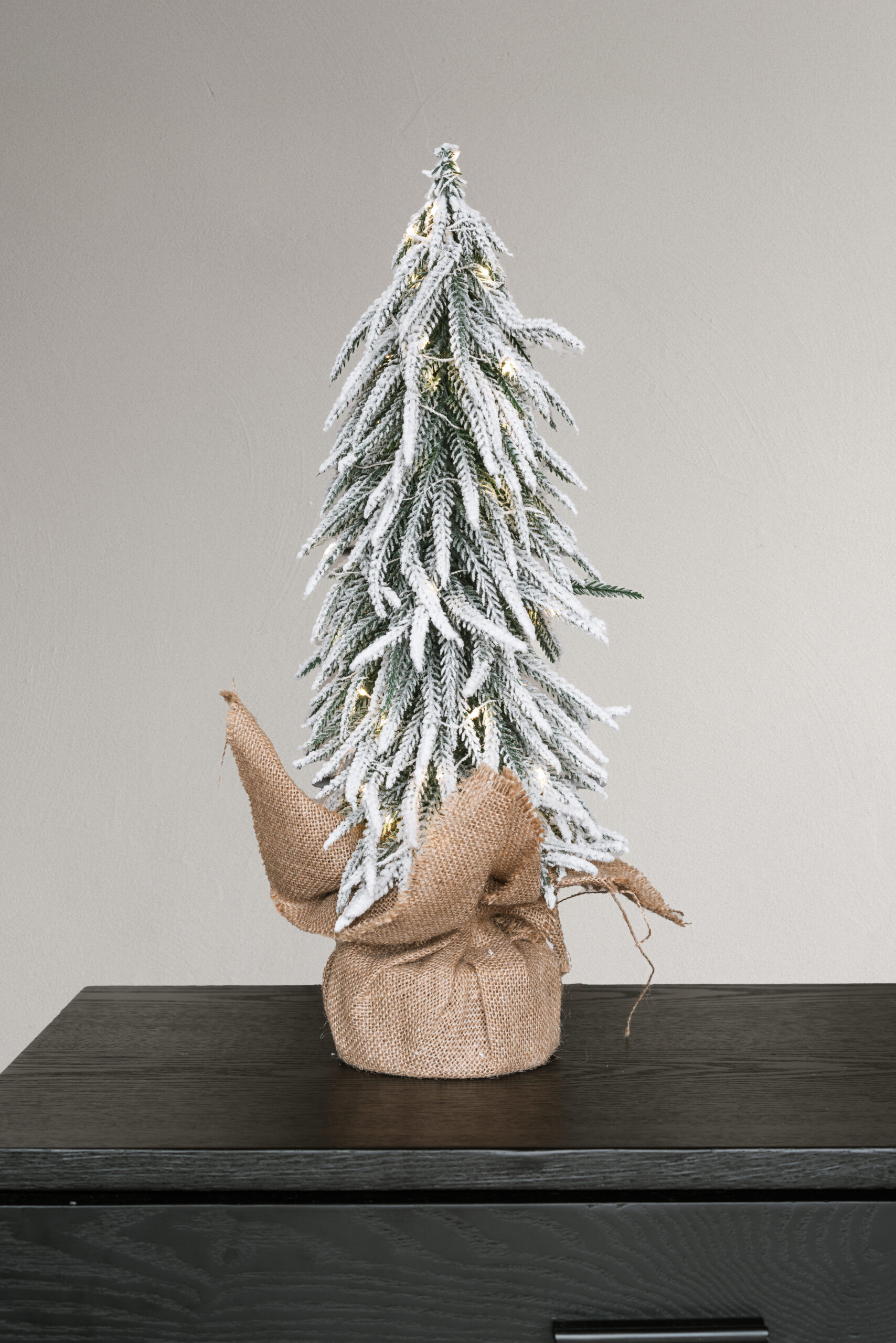 Julgran - Gran - Bordsgran med ljusslinga & jutefot - 35 cm - 2