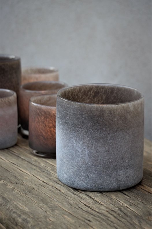 Lantern - Candlestick - Frost - Coffee - 12x12 cm