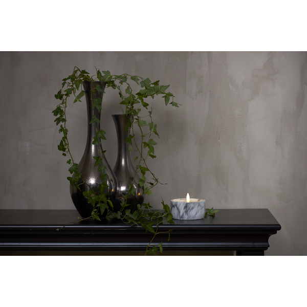 LED Block Candle - Battery Candle - Marble - 7.5 cm - 8