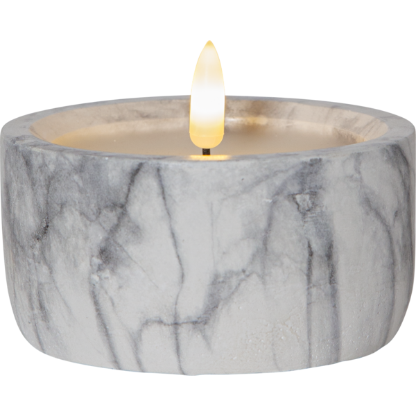 LED Block Candle - Battery Candle - Marble - 7.5 cm - 6