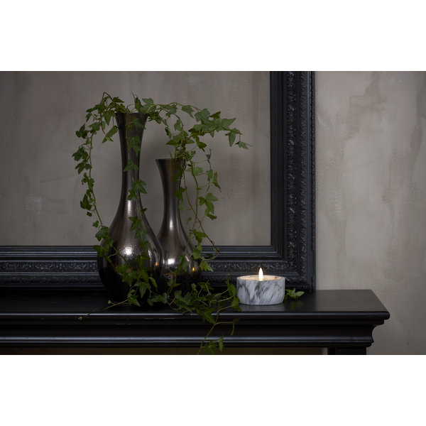 LED Block Candle - Battery Candle - Marble - 7.5 cm - 5