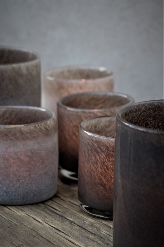 Lantern - Candlestick - Frost - Coffee - 8.5x8 cm - 3