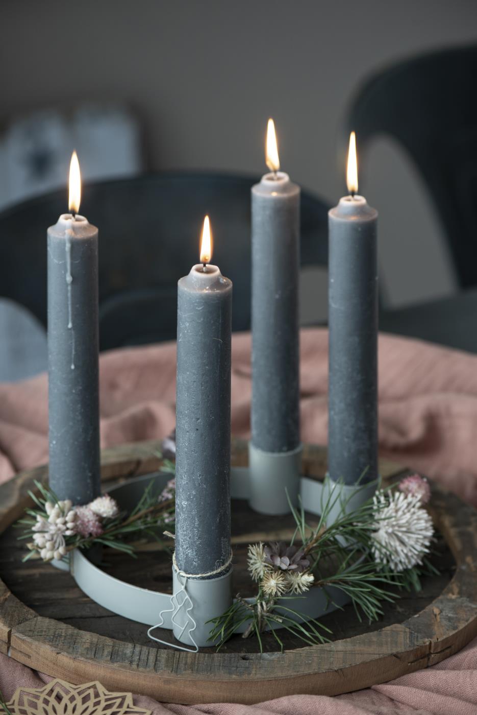 Adventssiffror julgranar 1-4 med natursnöre - Metall - 3