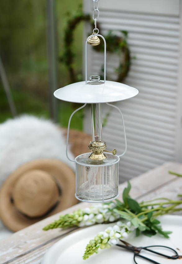 HANGING KEROSENE LAMP WITH STAND, WHITE - 4