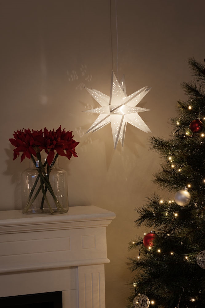 3D Stjärna - Adventsstjärna - Pappstjärna - Vit - 45x45 cm - 3
