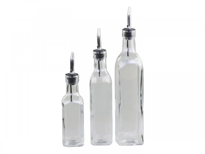 Glass bottles - Oil bottles with pouring spouts - 3-pack - 4