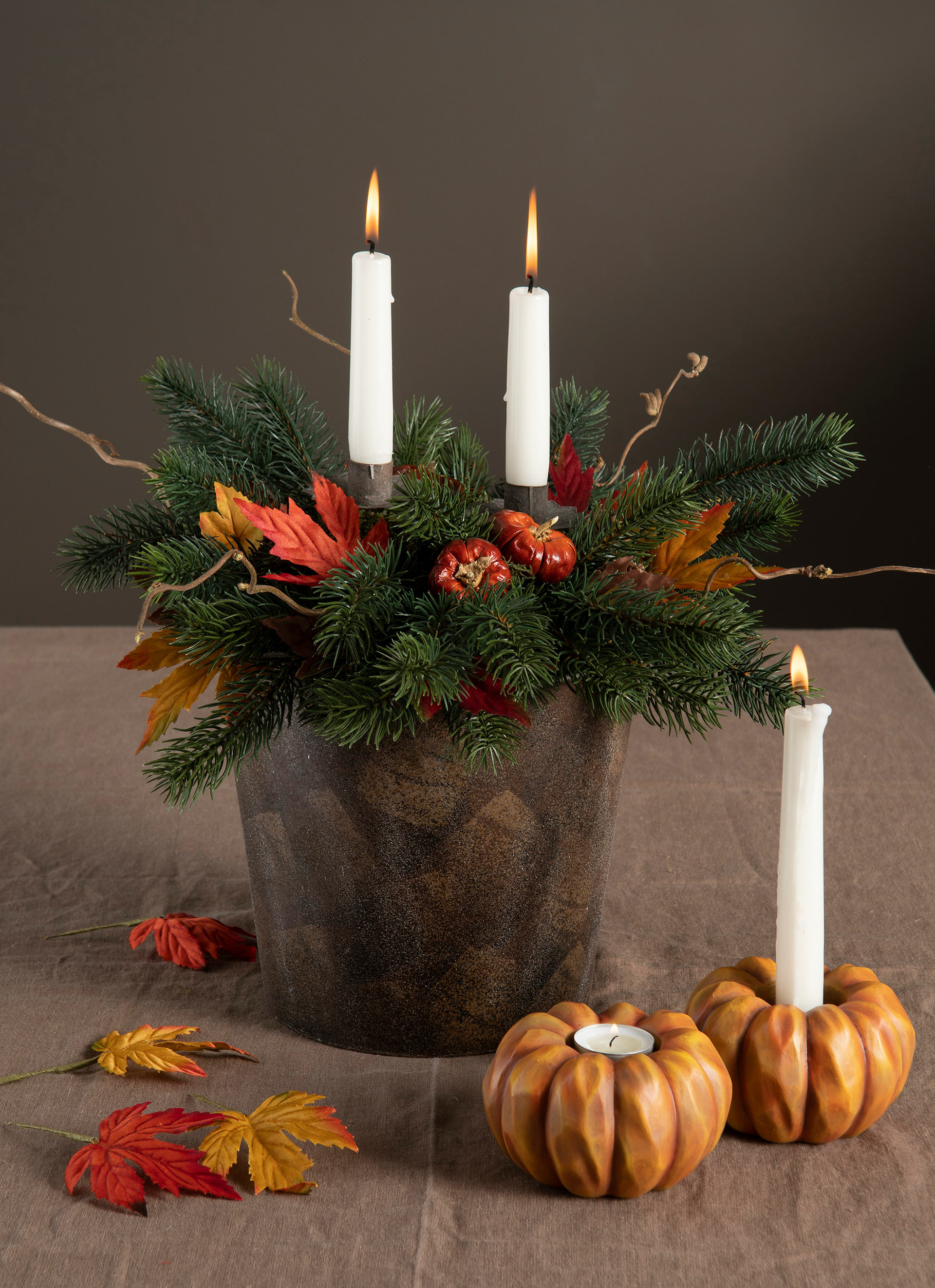 Lantern - Lantern - Pumpkin Orange Poly - 11x7 cm - Taper candle/Tealight - 2
