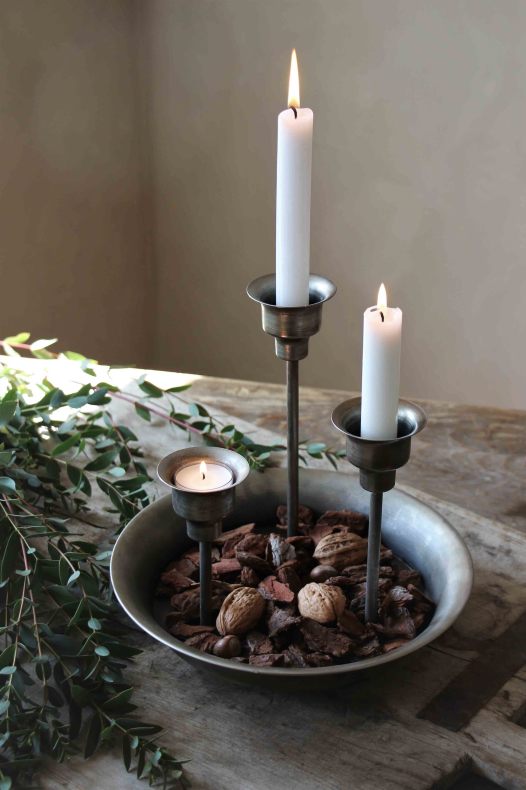 Ljusstake - Ljushållare 3 ljus - Antiksilver - 2