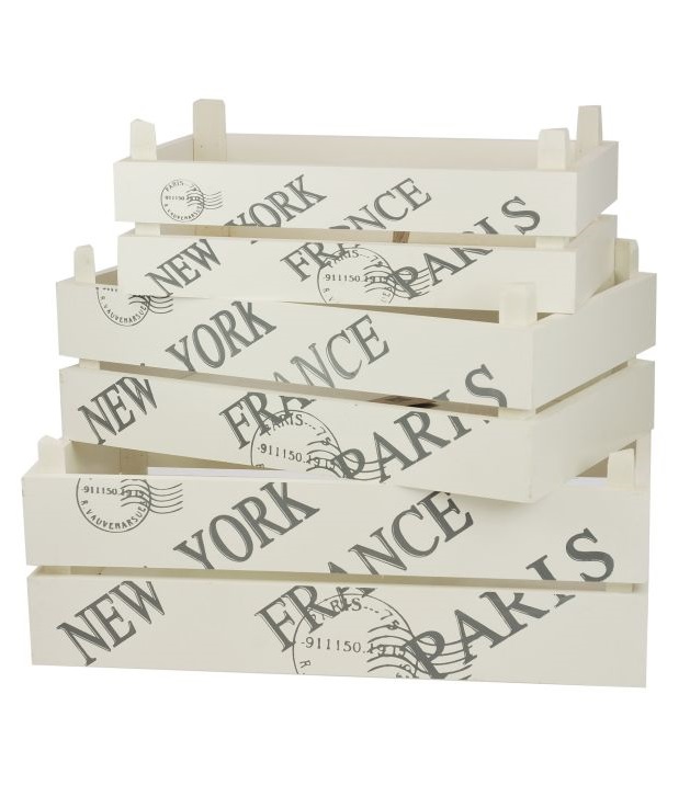 Wooden boxes with text - White - 3-pack - 3
