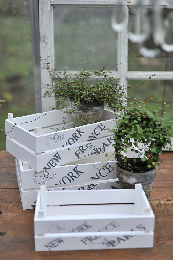 Wooden boxes with text - White - 3-pack