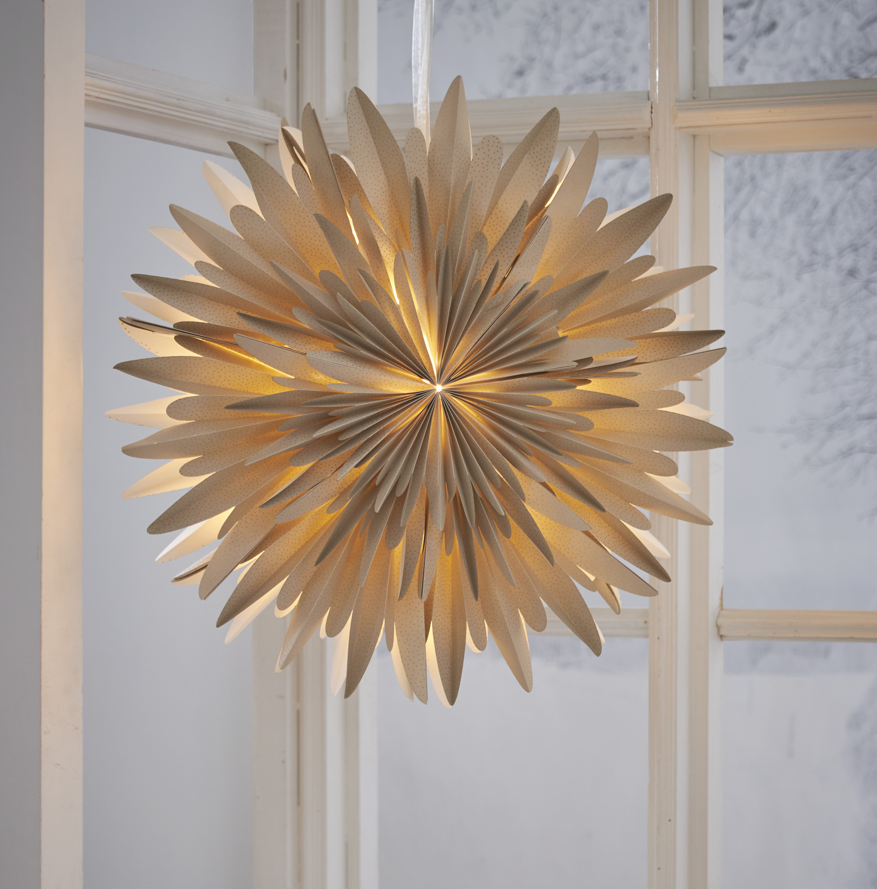 Adventsstjärna - Pappersstjärna Winter - Grå/Guld - 60x60 cm