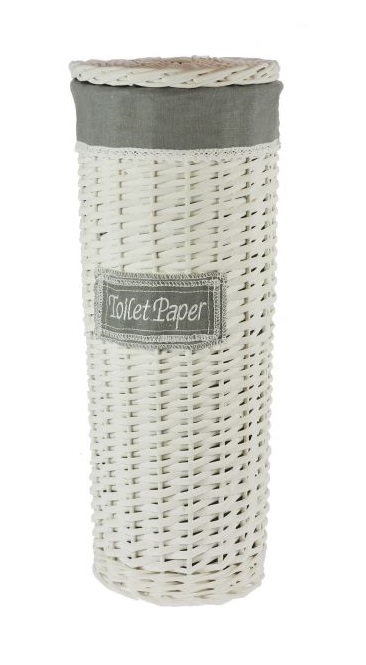 Toilet roll holder - Basket with fabric - White - 47 cm - Reduced - 2