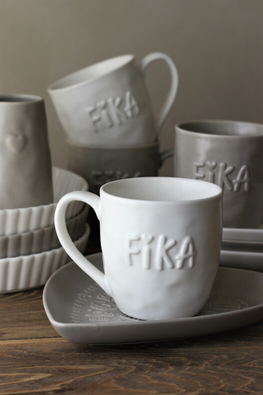 Heart plate Love & coffee - Taupe/Grey - Majas Cottage - 22x19 cm - 5