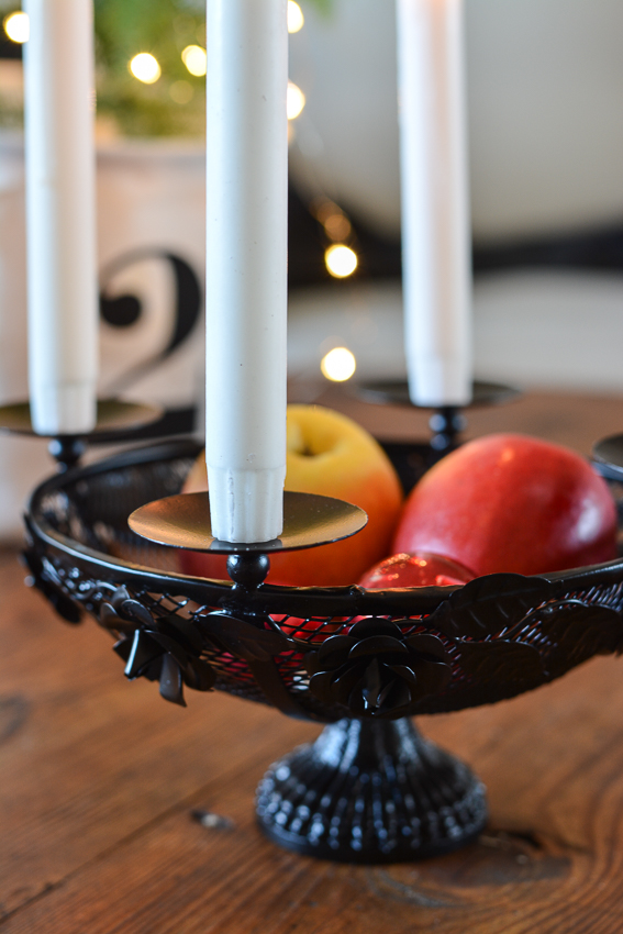 Candlestick - Candle bowl with basket - Black - 10