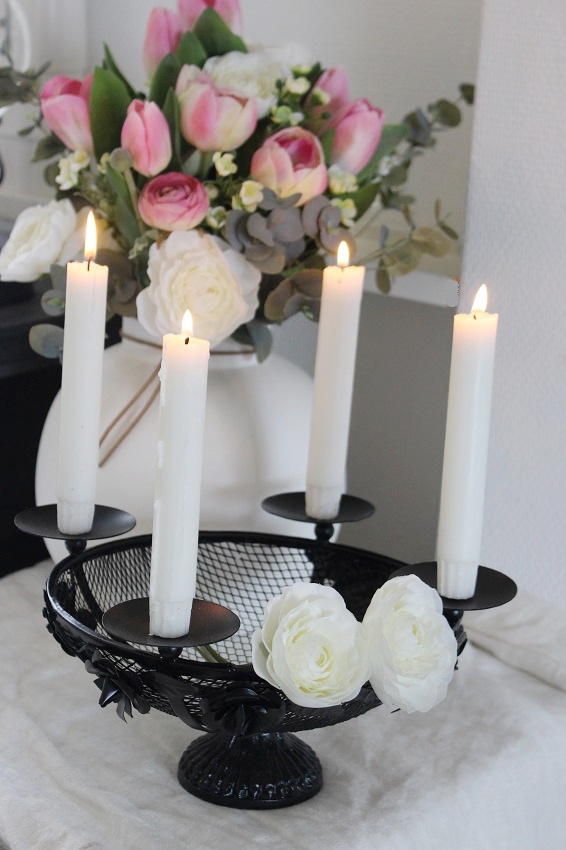Candlestick - Candle bowl with basket - Black - 11