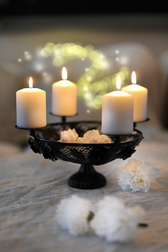 Candlestick - Candle bowl with basket - Black - 8