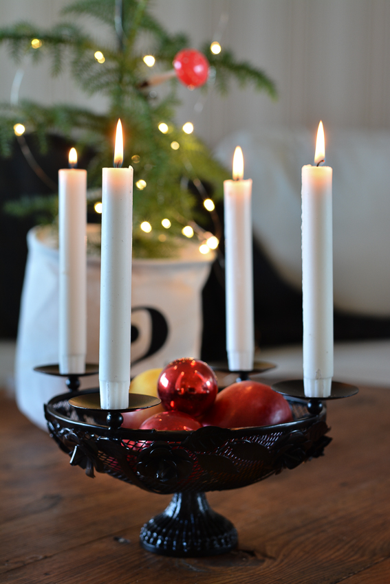 Candlestick - Candle bowl with basket - Black - 9