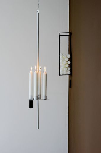 Ljusampel - Hängljusstake - 4 ljus - Vit - 80 cm  - 5