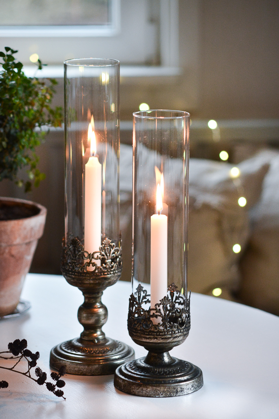 CANDLE LANTERN/CANDLESTICK ON FOOT ANTIQUE SILVER 37 CM - 4