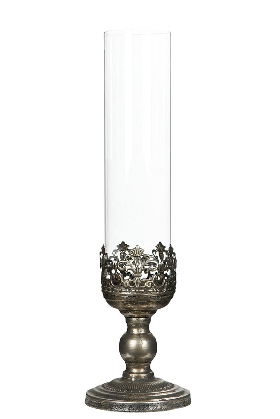 LJUSLYKTA/LJUSSTAKE PÅ FOT ANTIKSILVER 43 CM  - 5
