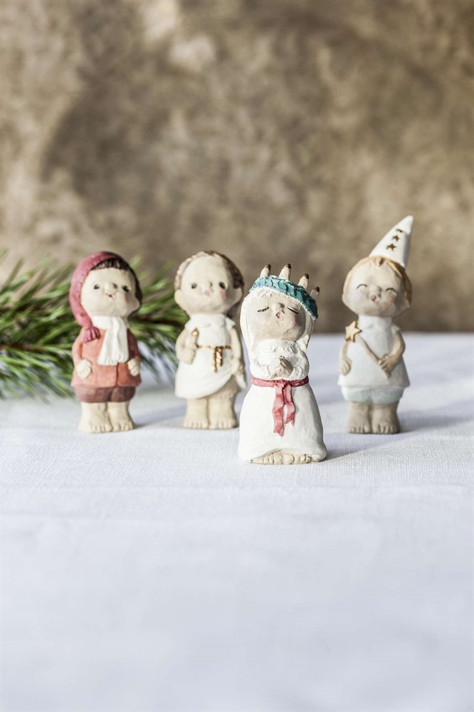 Lucia procession - Lussebarn 4-pack 6-8 cm - 2