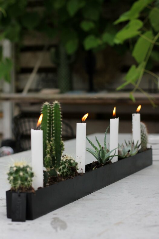 Candle holder - Candle box - Black - 80 cm - 7