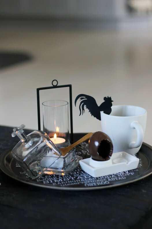 Decoration for mug/cup - Rooster - Black - 9