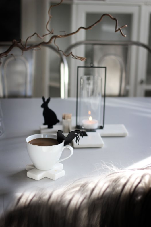 Decoration for mug/cup - Rooster - Black - 6